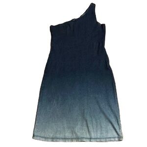 Rave Stretch Dress, Size Large, two-toned denim dress